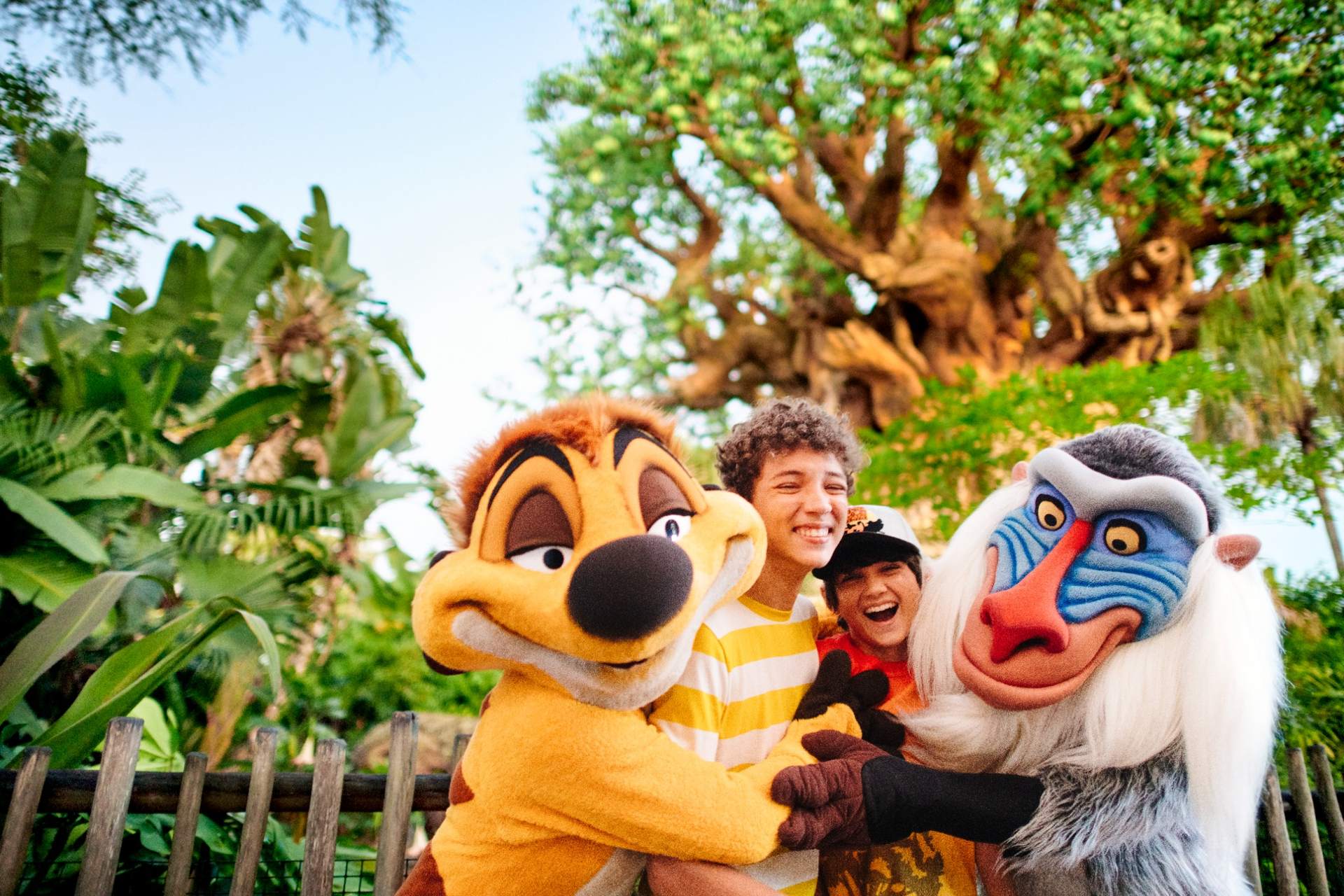 Disney Animal Kingdom Guests with Timon and Rafiki